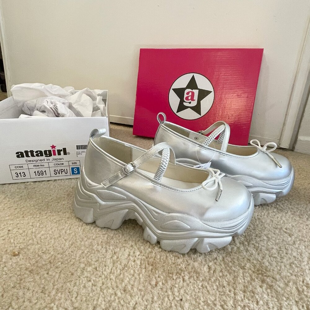 New Attagirl Ballet Mary Jane Platform Sneakers